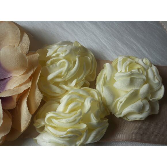 Blush Gold Applique Leaves Floral Rhinestone Bridal Wedding MOB Prom Party Belt - Picture 6 of 6